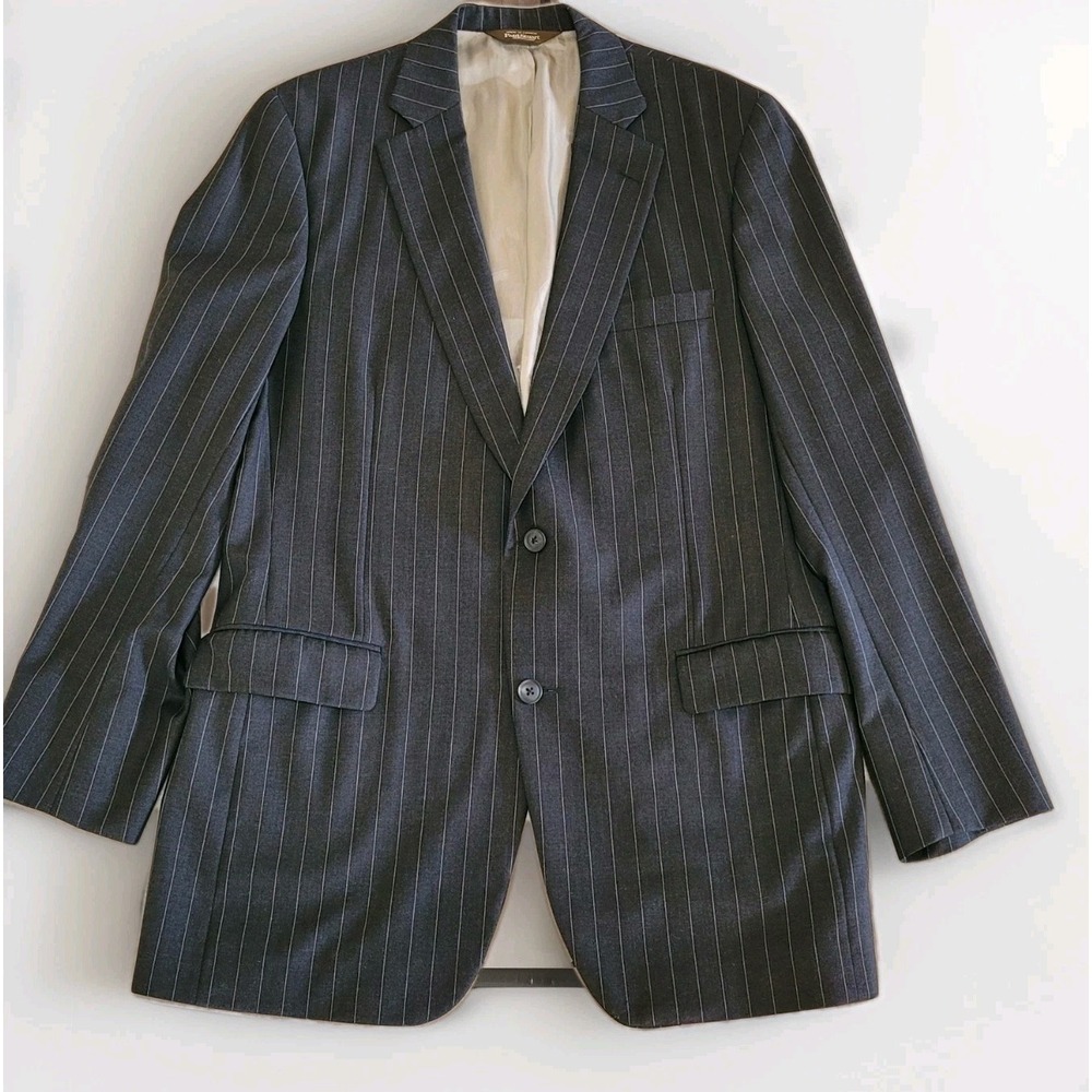 Paul Stuart Blazer Mens 42L X-Tall Charcoal Pinstripe 110's Luxe Italian Wool